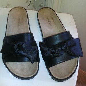 Bow on Top Slide In Sandals